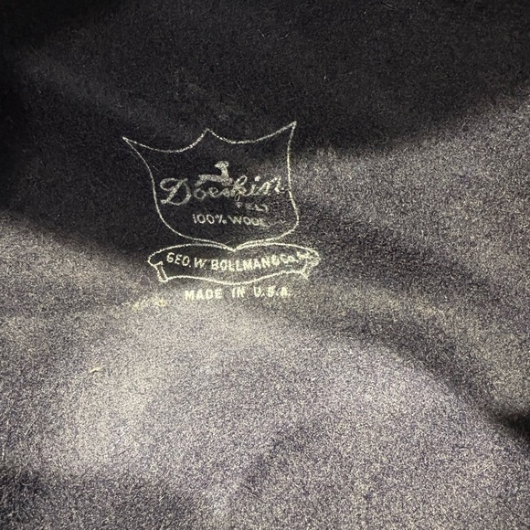 Vintage Geo. W. Bollman & CO. Doeskin Felt 100% Wool Fedora Hat - Navy Blue - Picture 7 of 9